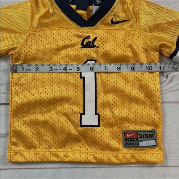 Nike Kids Yellow Cal Golden Bears #1 Long Sleeve Football Jersey Shirt Size 3/6M - Picture 6 of 9